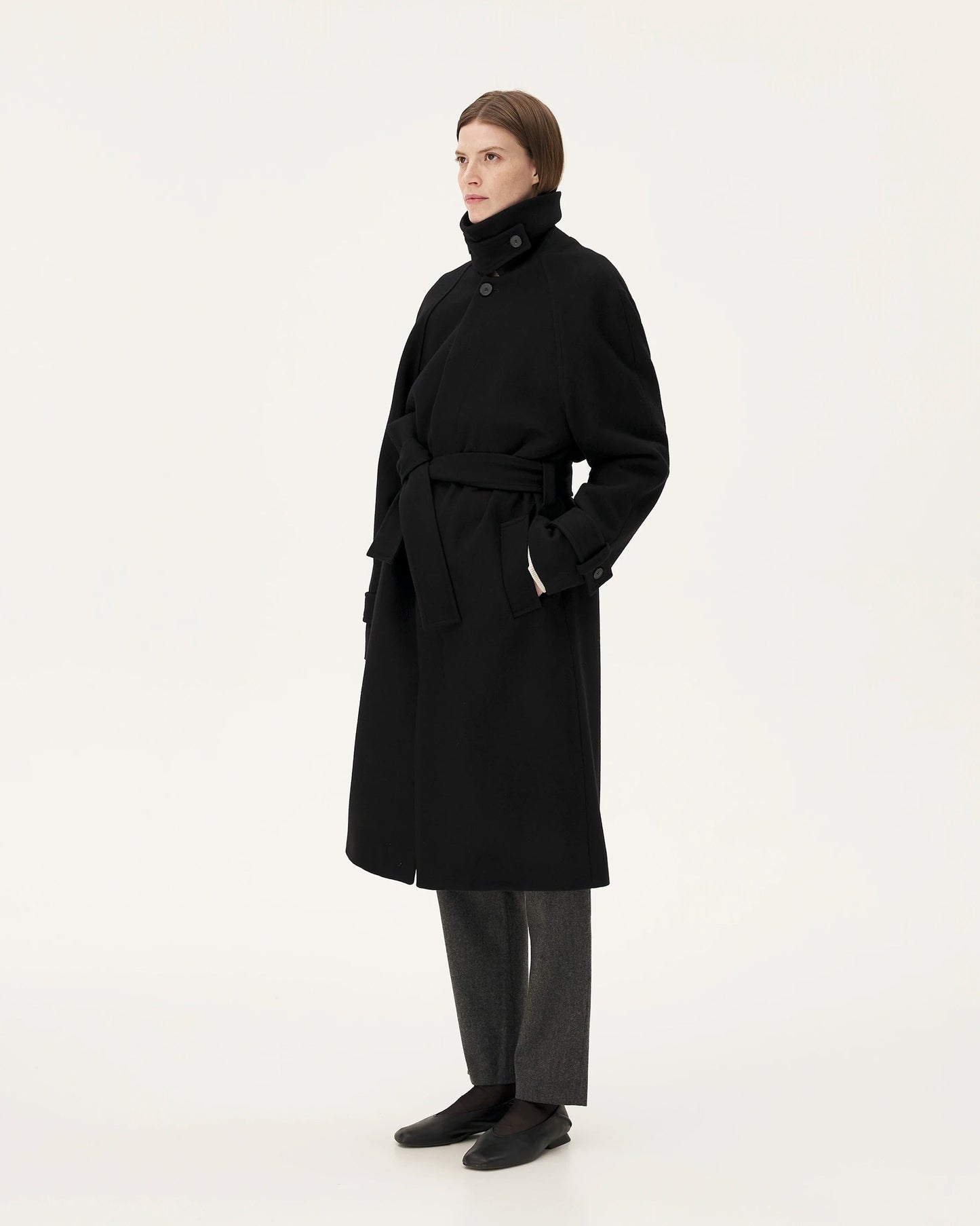 Manteau en laine et cachemire recyclé | noir "verlaine"