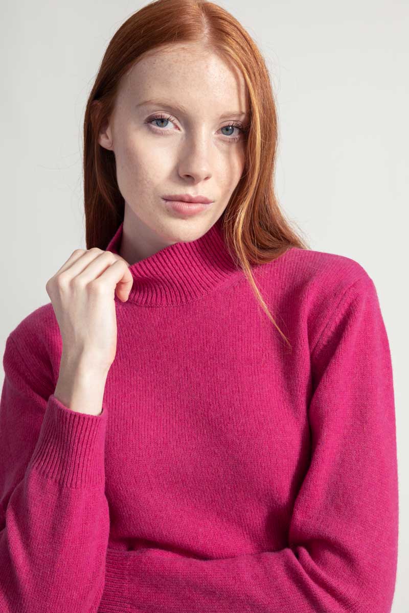 Pull en cachemire recyclé | rose "ada - rosa rabarbaro"