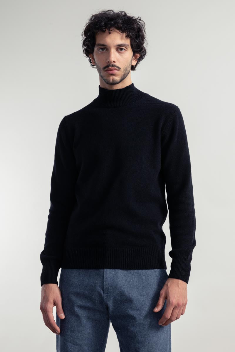 Pull col montant en cachemire recyclé | noir "clemente - nero ardesia"