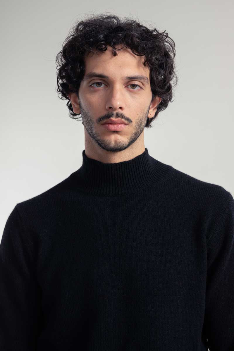 Pull col montant en cachemire recyclé | noir "clemente - nero ardesia"