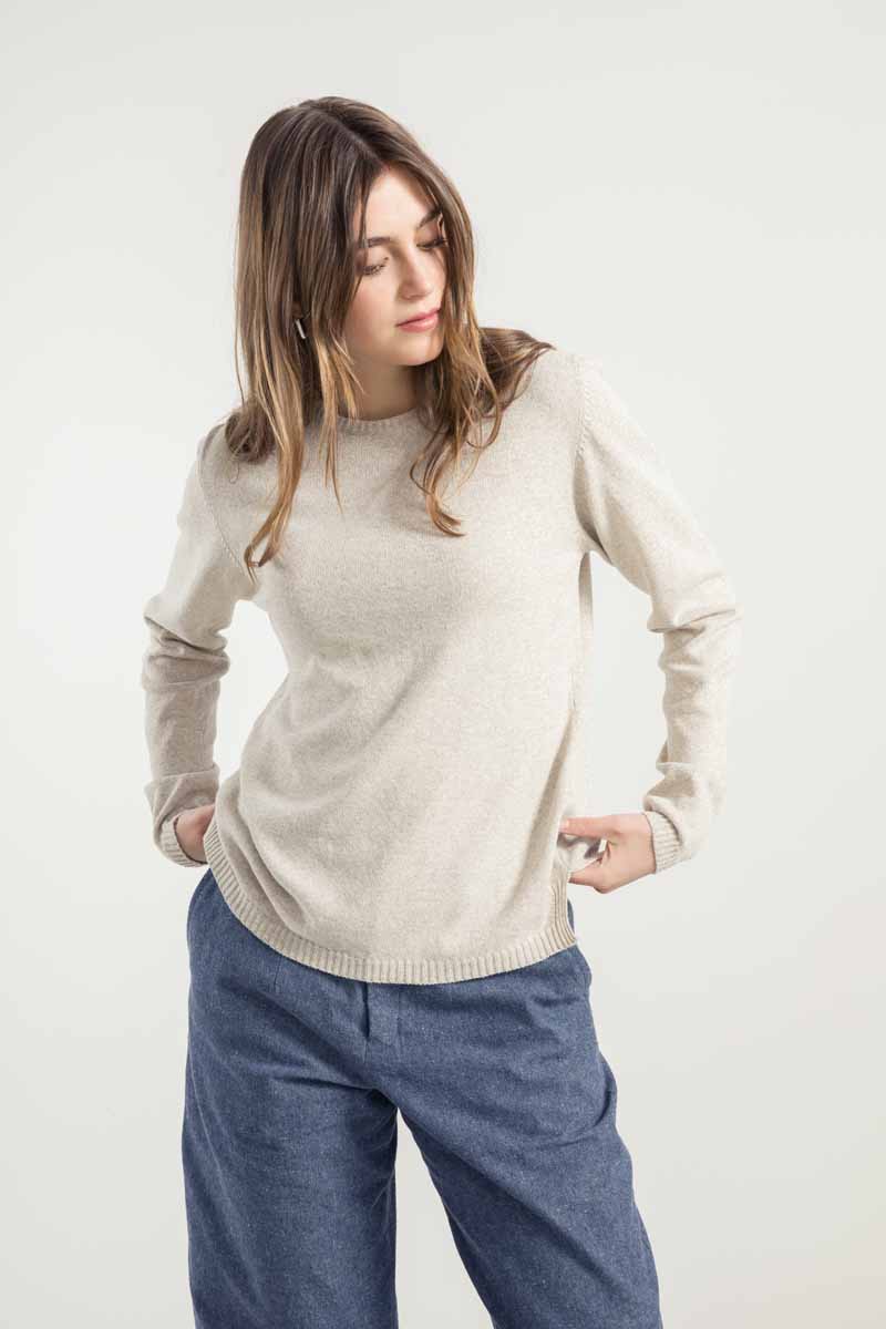 Pull en coton bio et recyclé | beige "maglia donna cotone rigenerato giorgia"