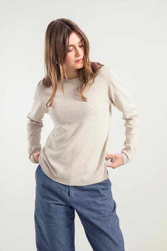 Pull en coton bio et recyclé | beige "maglia donna cotone rigenerato giorgia"