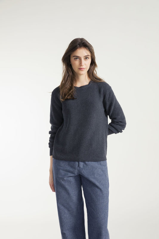 Pull en coton bio et recyclé | gris "maglia donna cotone rigenerato olga"