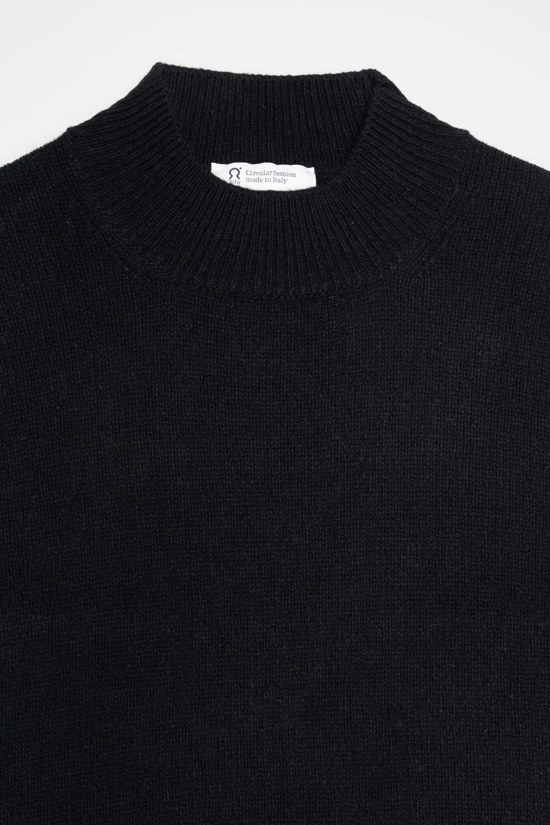 Pull col montant en cachemire recyclé | noir "clemente - nero ardesia"
