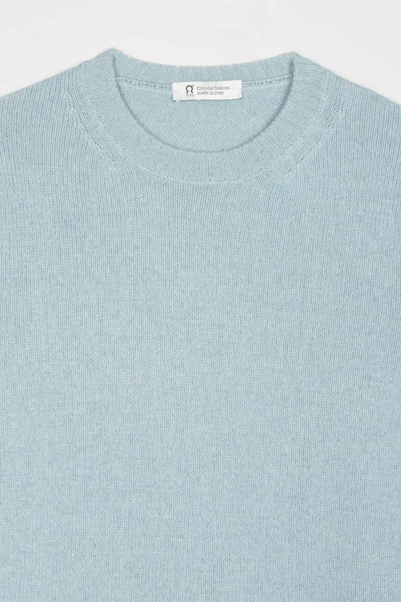 Pull en cachemire recyclé | bleu "romeo - azzurro plumbago"