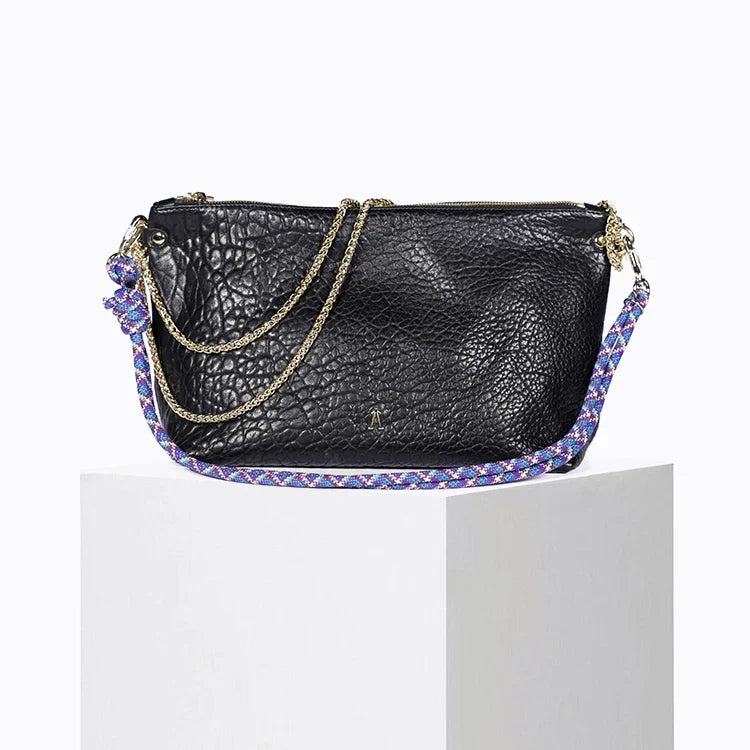 Sac à main cuir tannage végétal | noir "mallow - bubble noir"