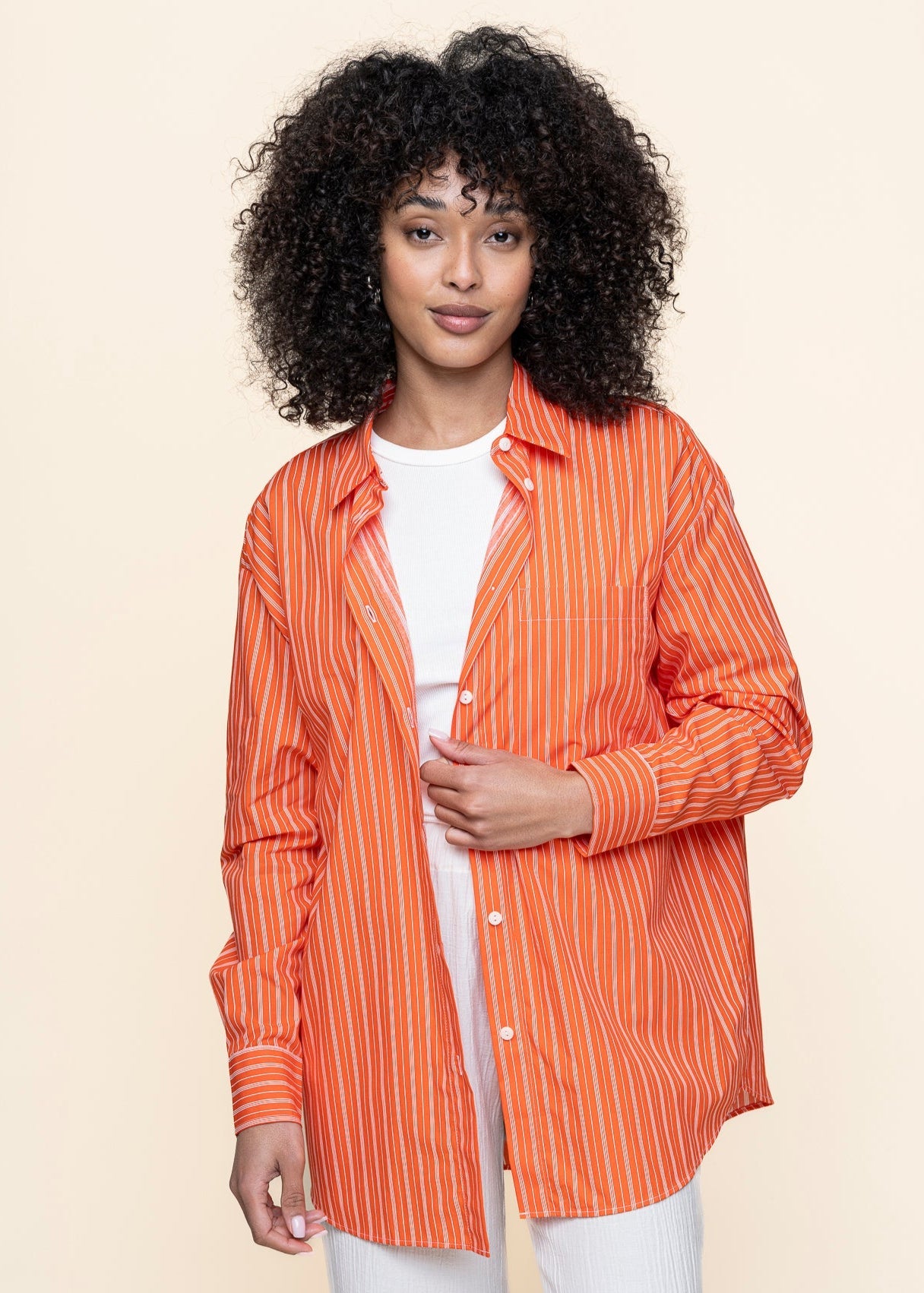 Chemise en coton biologique | rayé rouge "mamro - cherry red/white striped"
