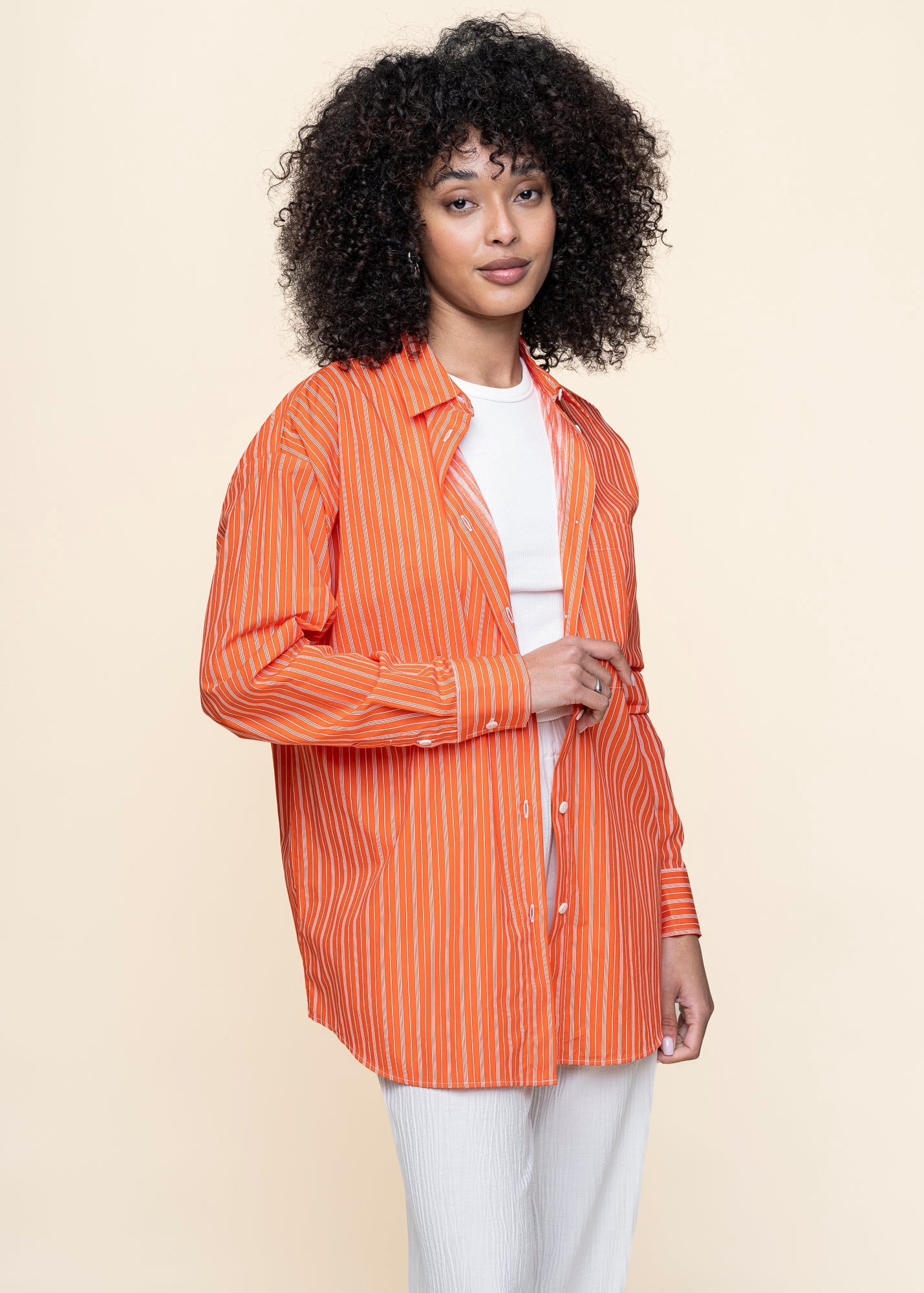 Chemise en coton biologique | rayé rouge "mamro - cherry red/white striped"