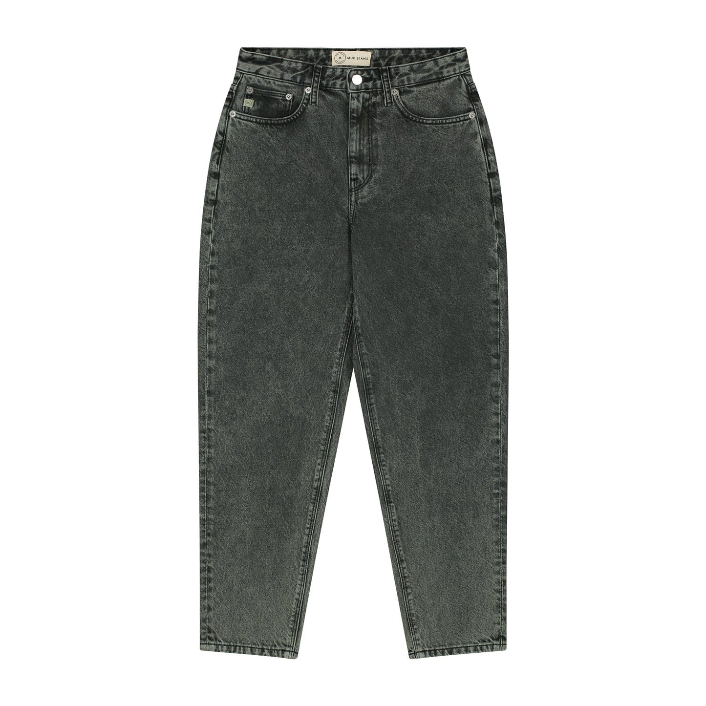 Jean mom vert/gris en coton bio et recyclé - mams tapered forest