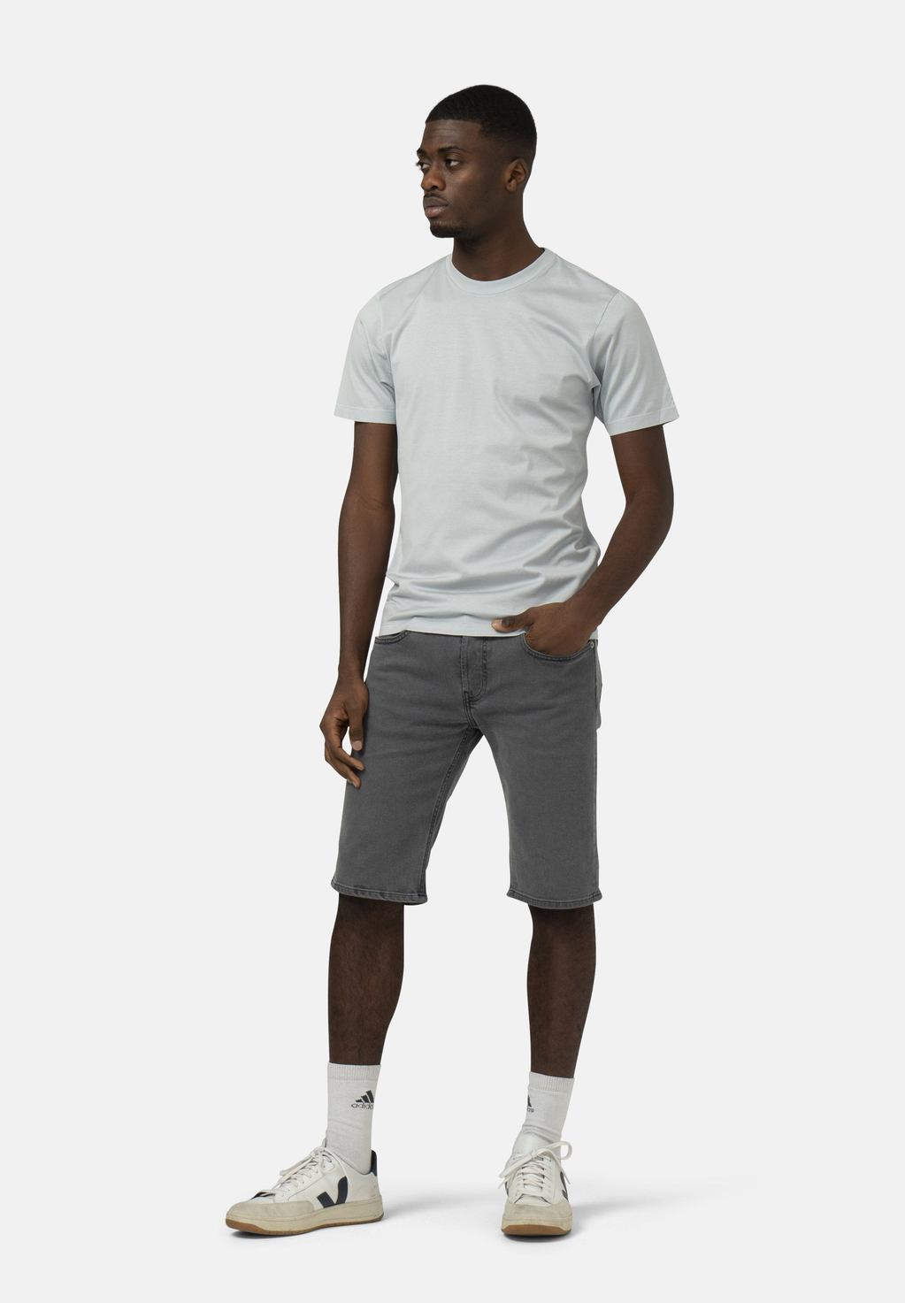 Short en jean gris en coton bio et coton recyclé - Simon