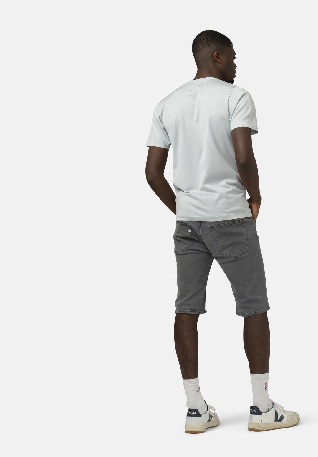 Short en jean gris en coton bio et coton recyclé - Simon
