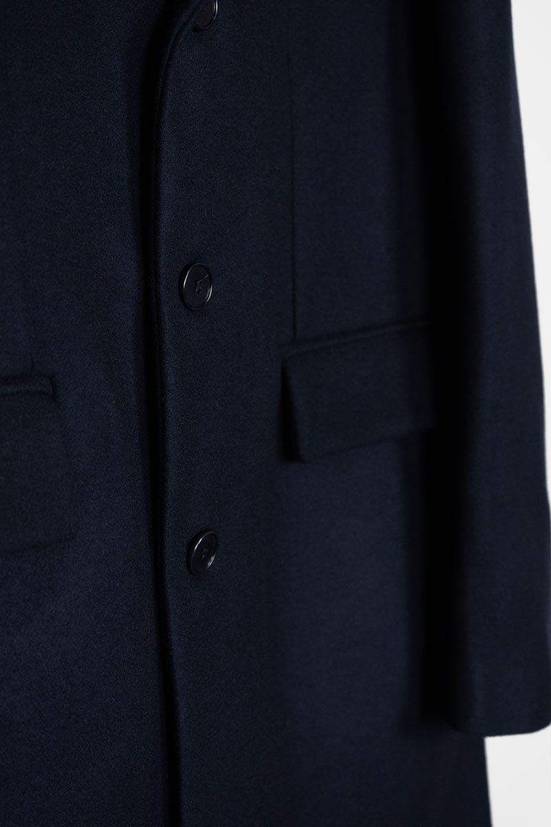 Manteau long en laine recyclée | marine "cappotto lana gilberto blu marina"