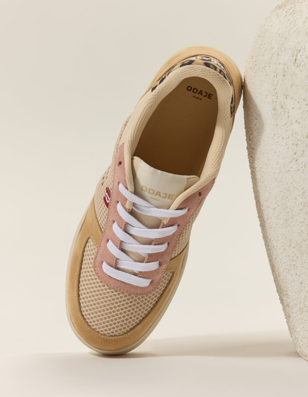 Baskets en cuir certifié | beige "baskets basses maxence f - ambre blanc nude"