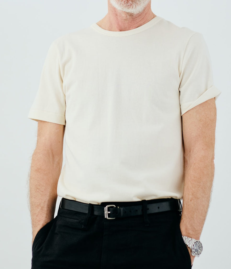 T-shirt uni en coton biologique | écru "men's loopwheeled t-shirt 02 nature""