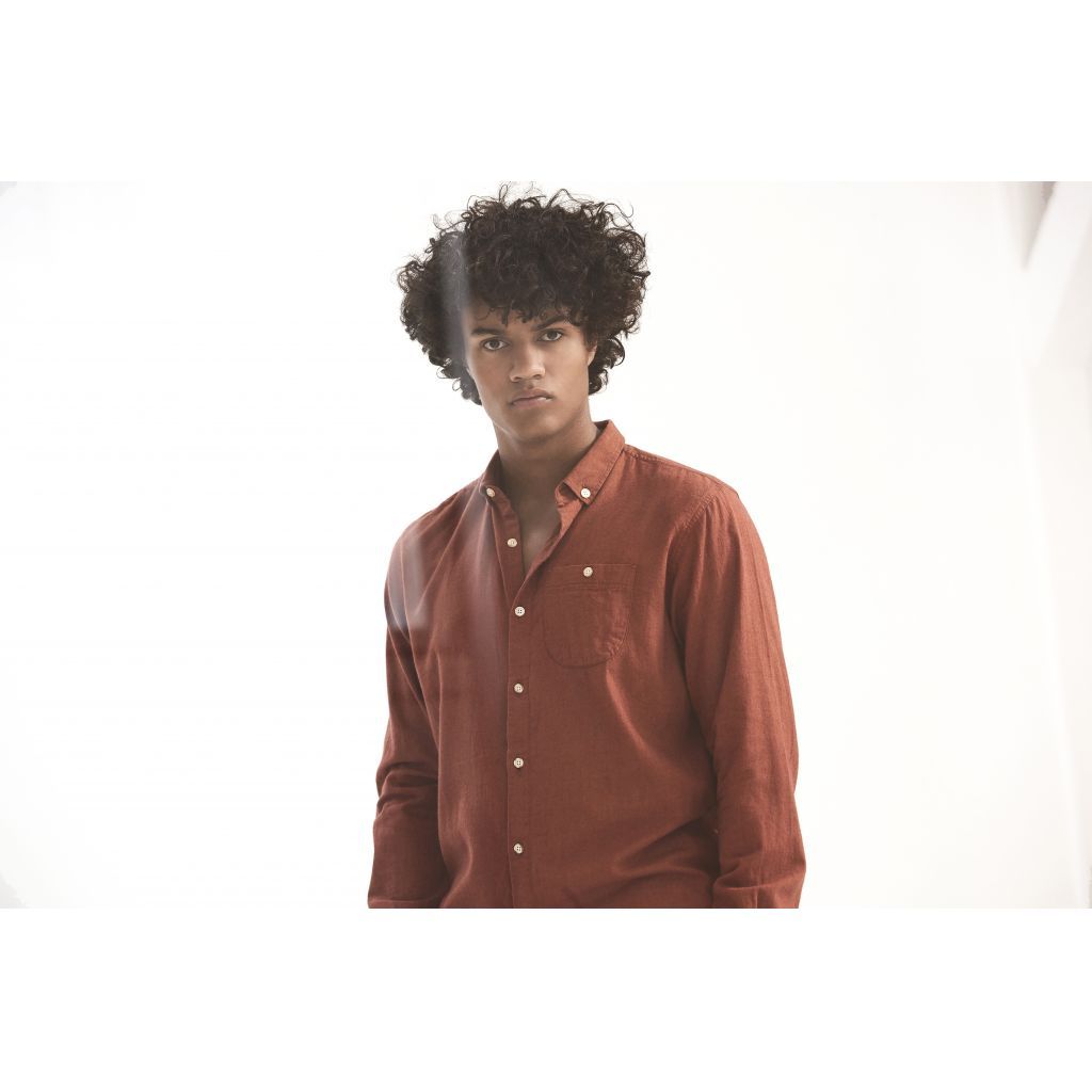 Chemise orange flanelle en coton bio