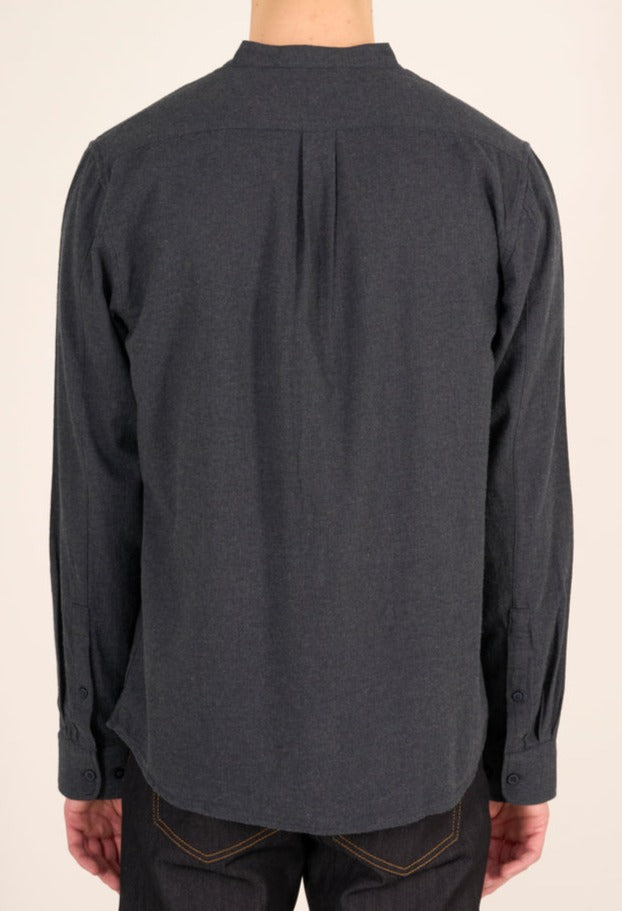 Chemise col officier marine flanelle en coton bio - flannel total eclipse