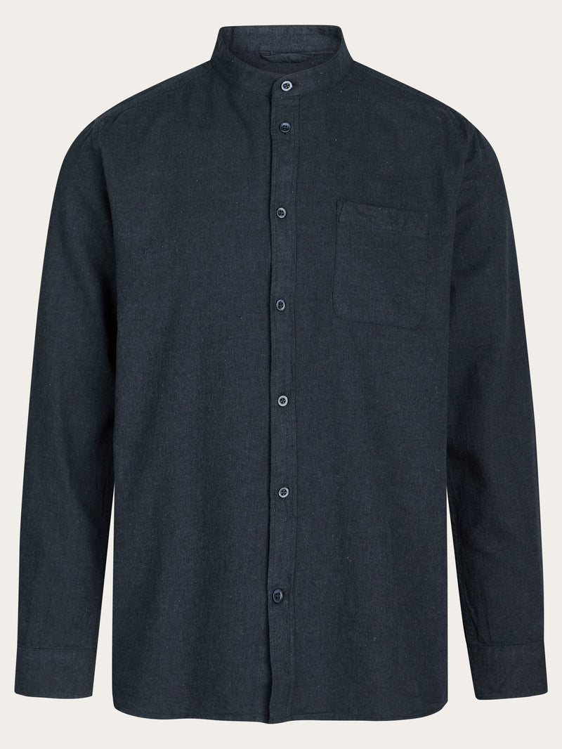 Chemise col officier marine flanelle en coton bio - flannel total eclipse