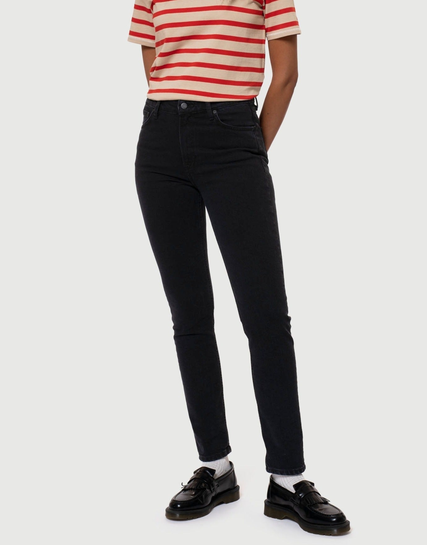 Jean slim en coton bio | noir "mellow mae so black"