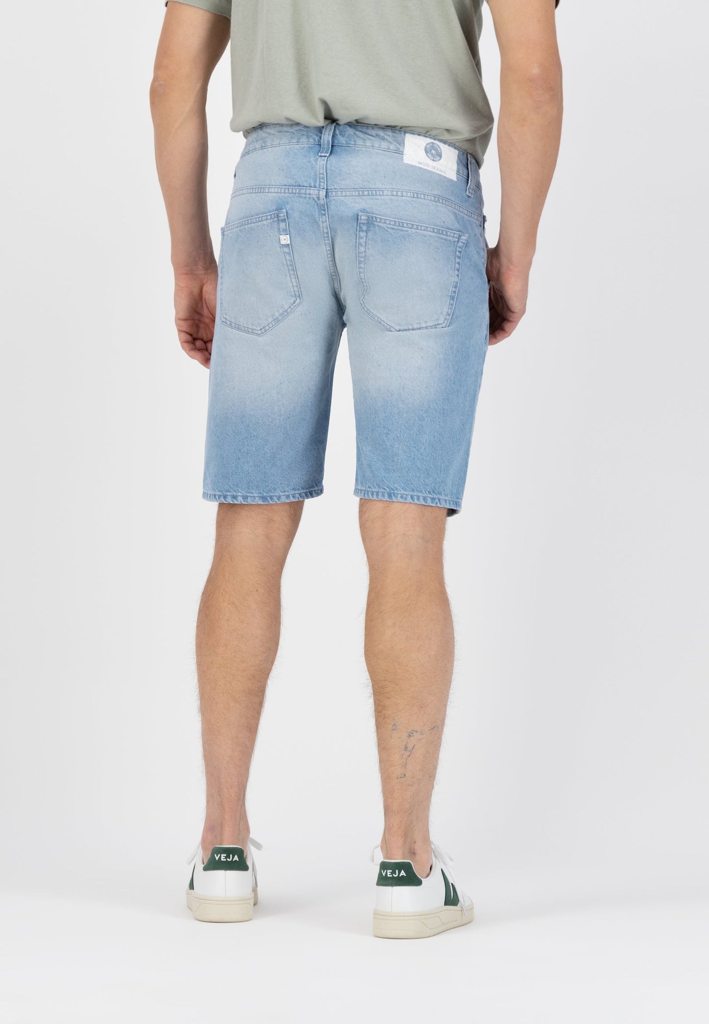 Short bleu clair en coton bio et coton recyclé - Carlo short sun stone