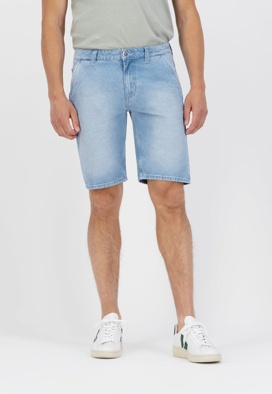 Short bleu clair en coton bio et coton recyclé - Carlo short sun stone
