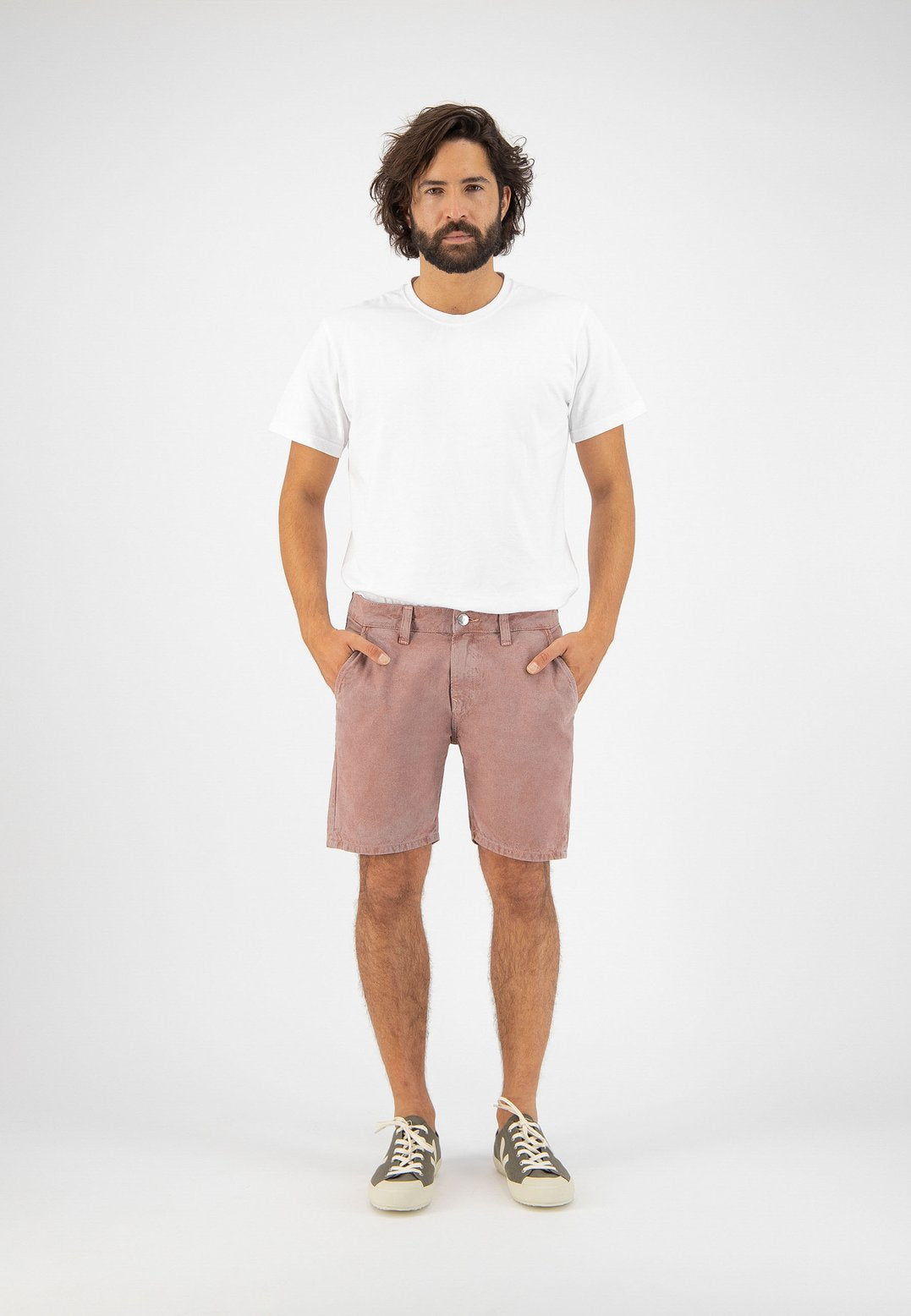 Short en jean rose minéral en coton bio et coton recyclé - Luca