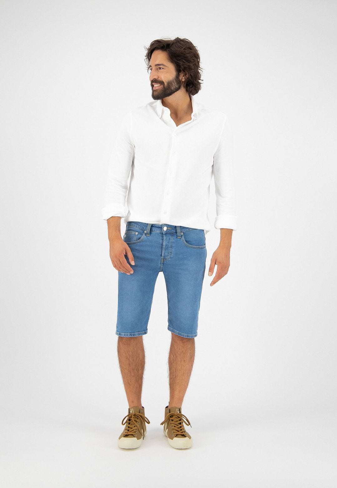 Short en jean bleu en coton bio et coton recyclé - Simon