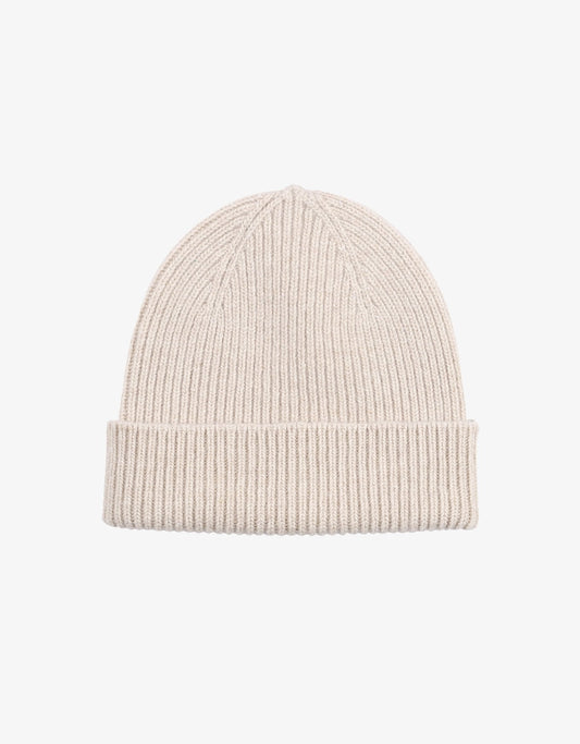 Bonnet blanc cassé en laine mérinos recyclée - merino wool beanie ivory white