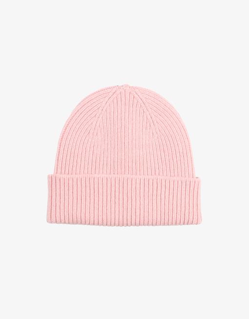 Bonnet rose en laine mérinos recyclée - merino wool beanie faded pink
