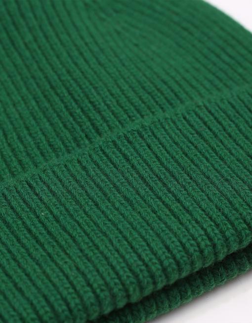 Bonnet vert en laine mérinos recyclée - merino wool beanie kelly green