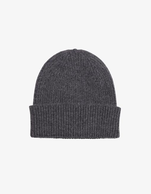 Bonnet gris en laine mérinos recyclée - merino wool beanie lava grey