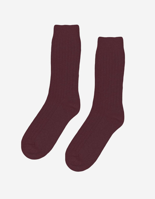 Chaussettes en laine mérinos recyclée | bordeaux 'oxblood red'
