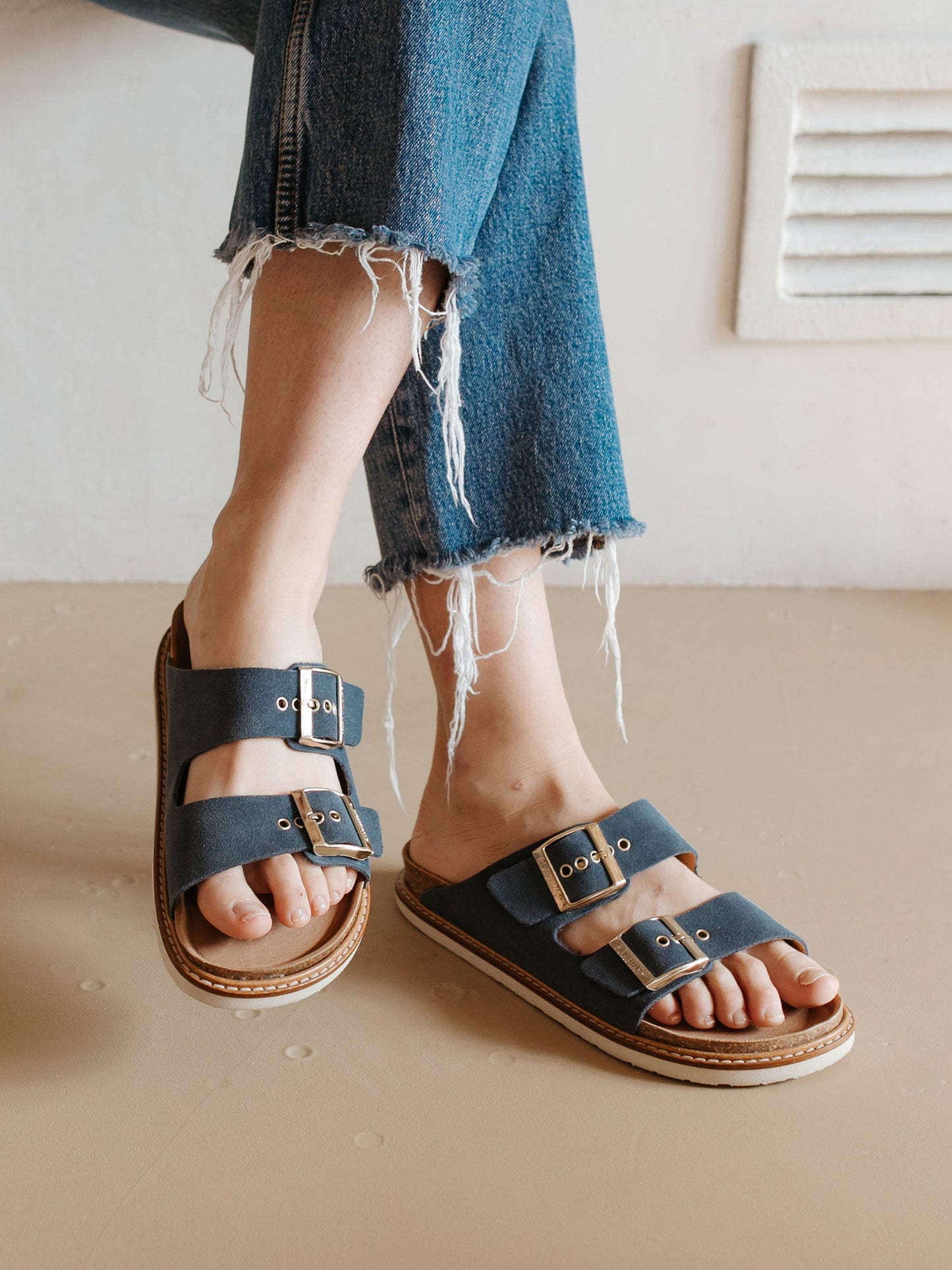 Sandales bleues en cuir certifié - hawaii velour jeans