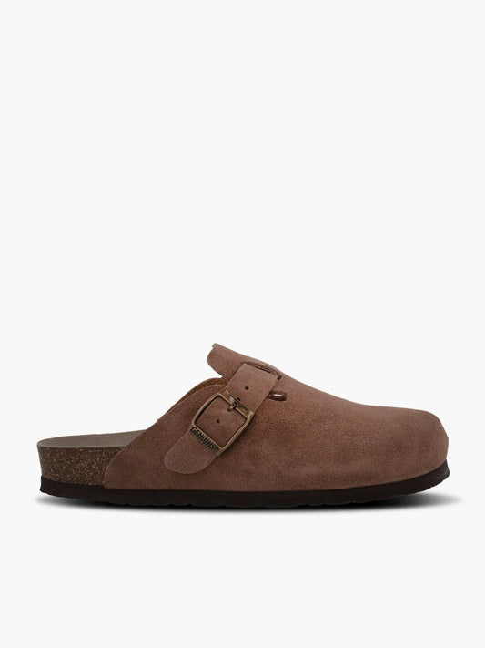 Sabots en cuir certifié | marron "riva velour terra"