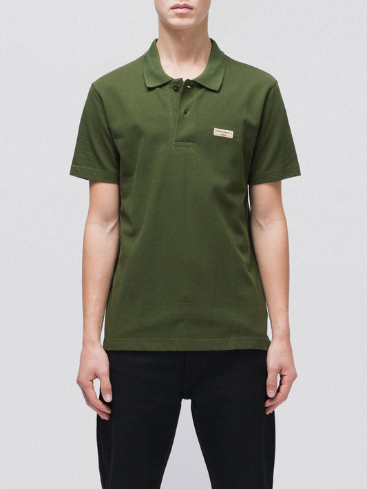 Polo uni kaki en coton bio - Mikael logo