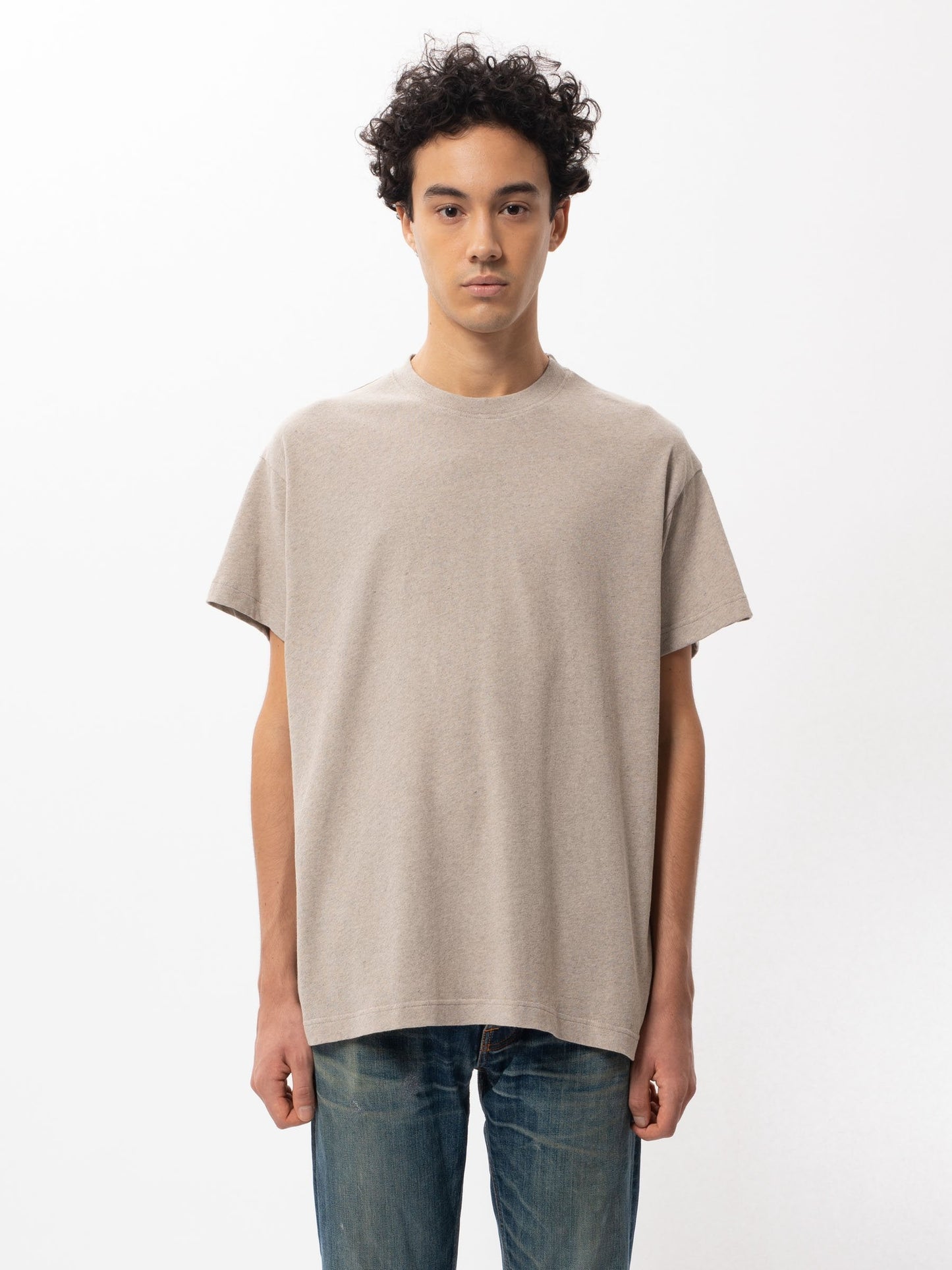T-shirt beige chiné en coton bio recyclé - Milton