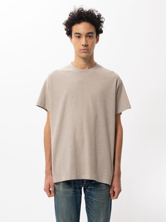 T-shirt beige chiné en coton bio recyclé - Milton