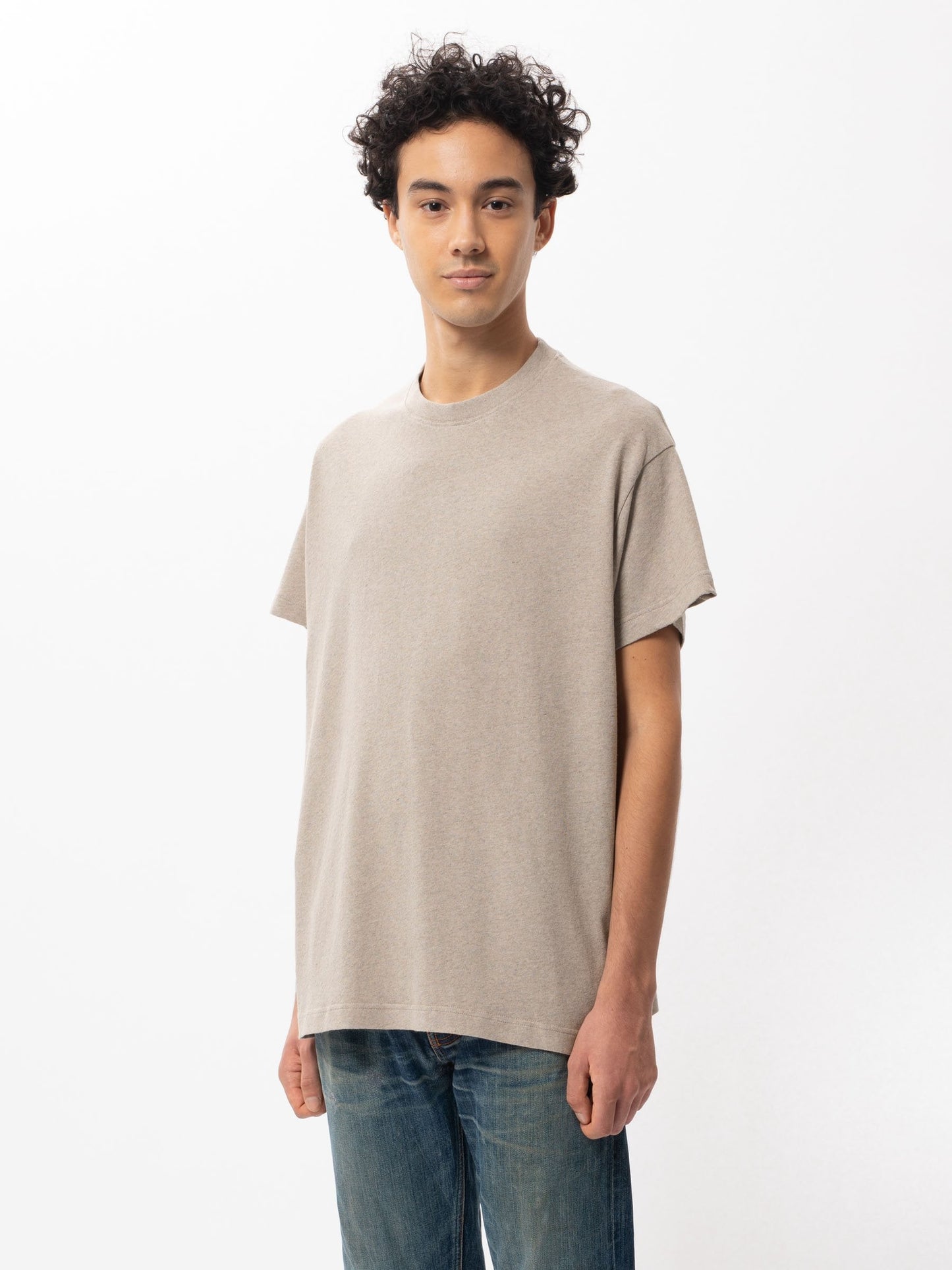 T-shirt beige chiné en coton bio recyclé - Milton