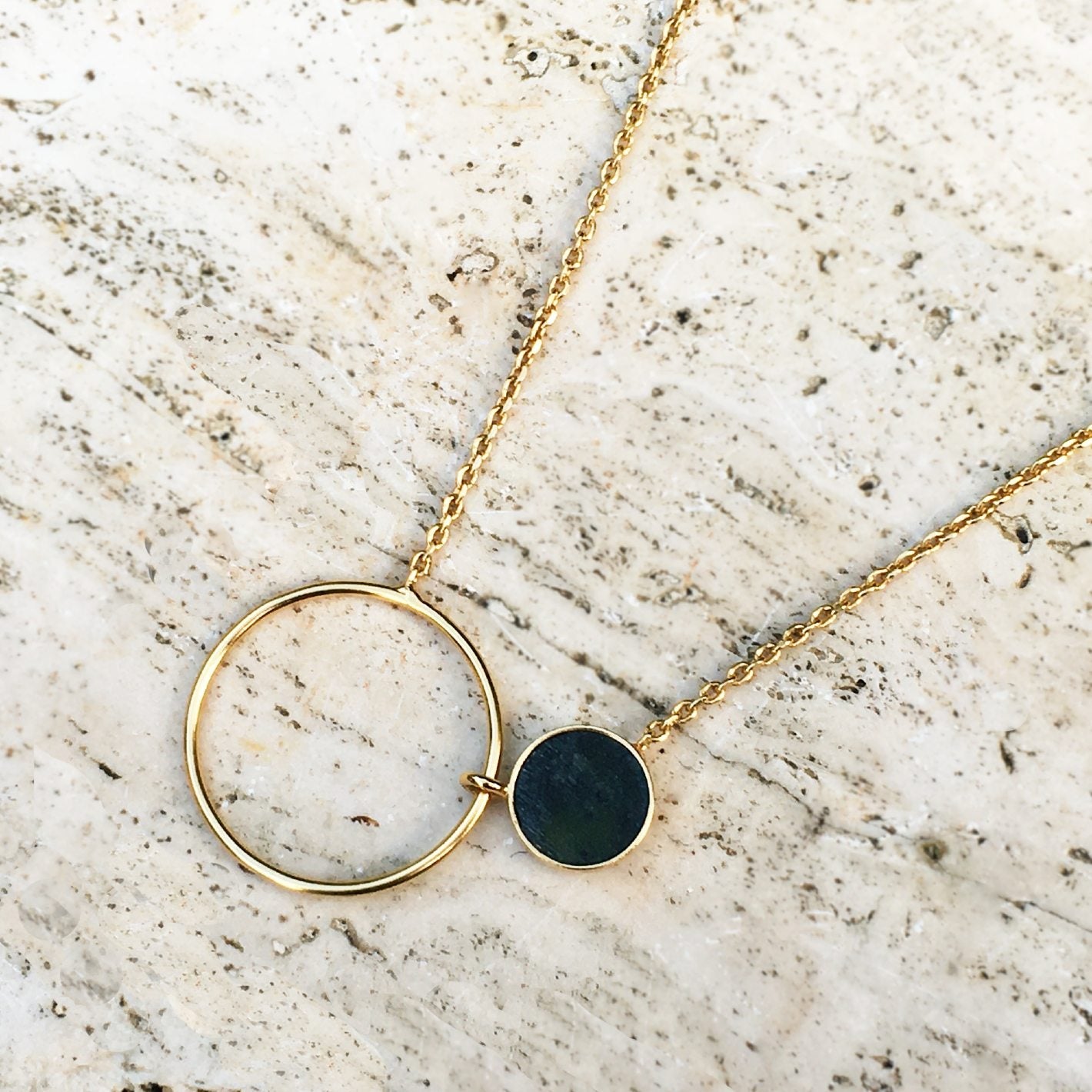 Collier en argent plaqué or | Pierre en néphrite "necklace sterling silver gold"