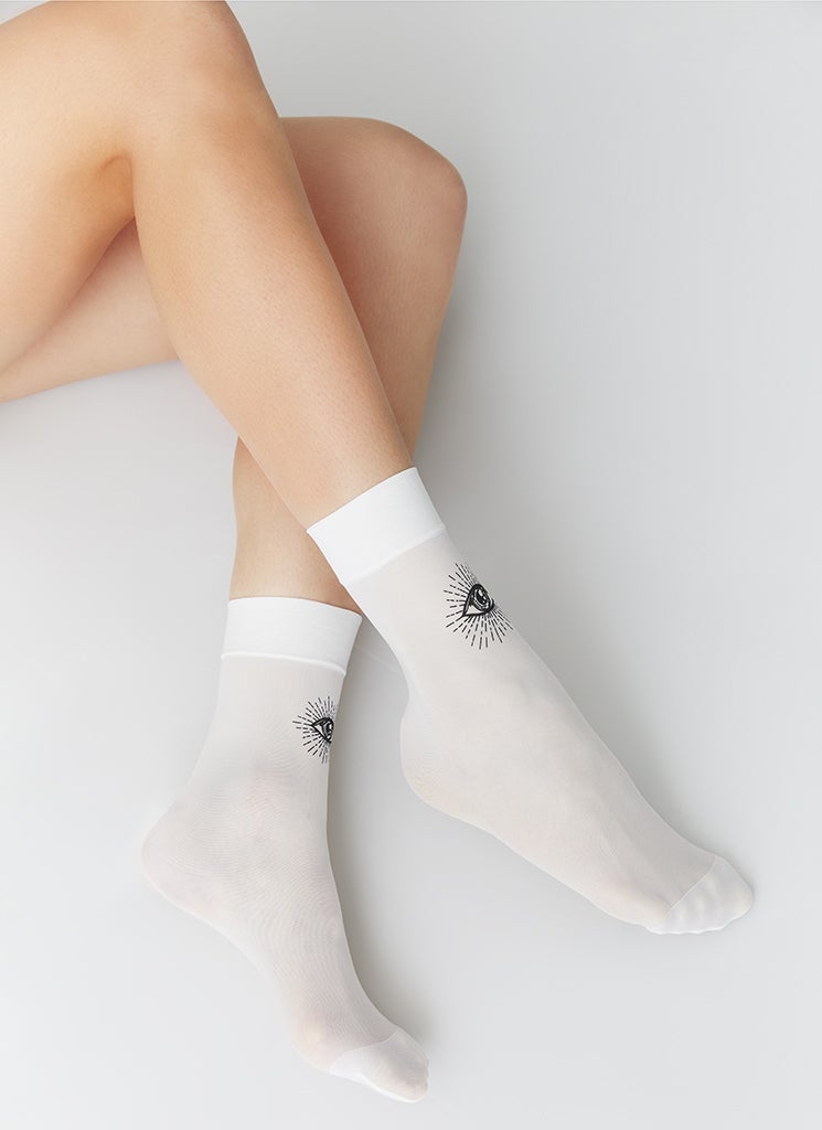 Chaussettes blanches en polyamide recyclé - mio ivory