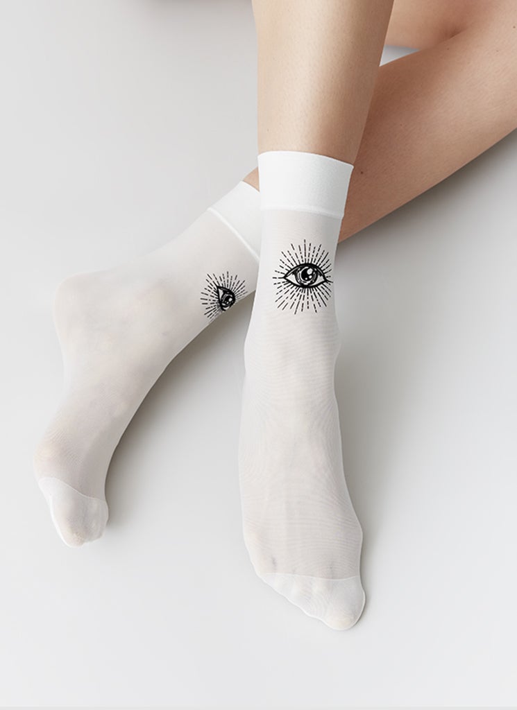 Chaussettes blanches en polyamide recyclé - mio ivory