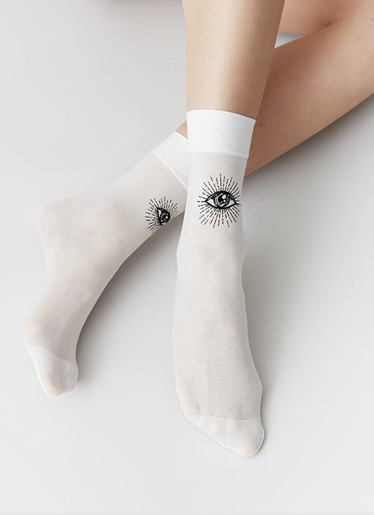 Chaussettes blanches en polyamide recyclé - mio ivory