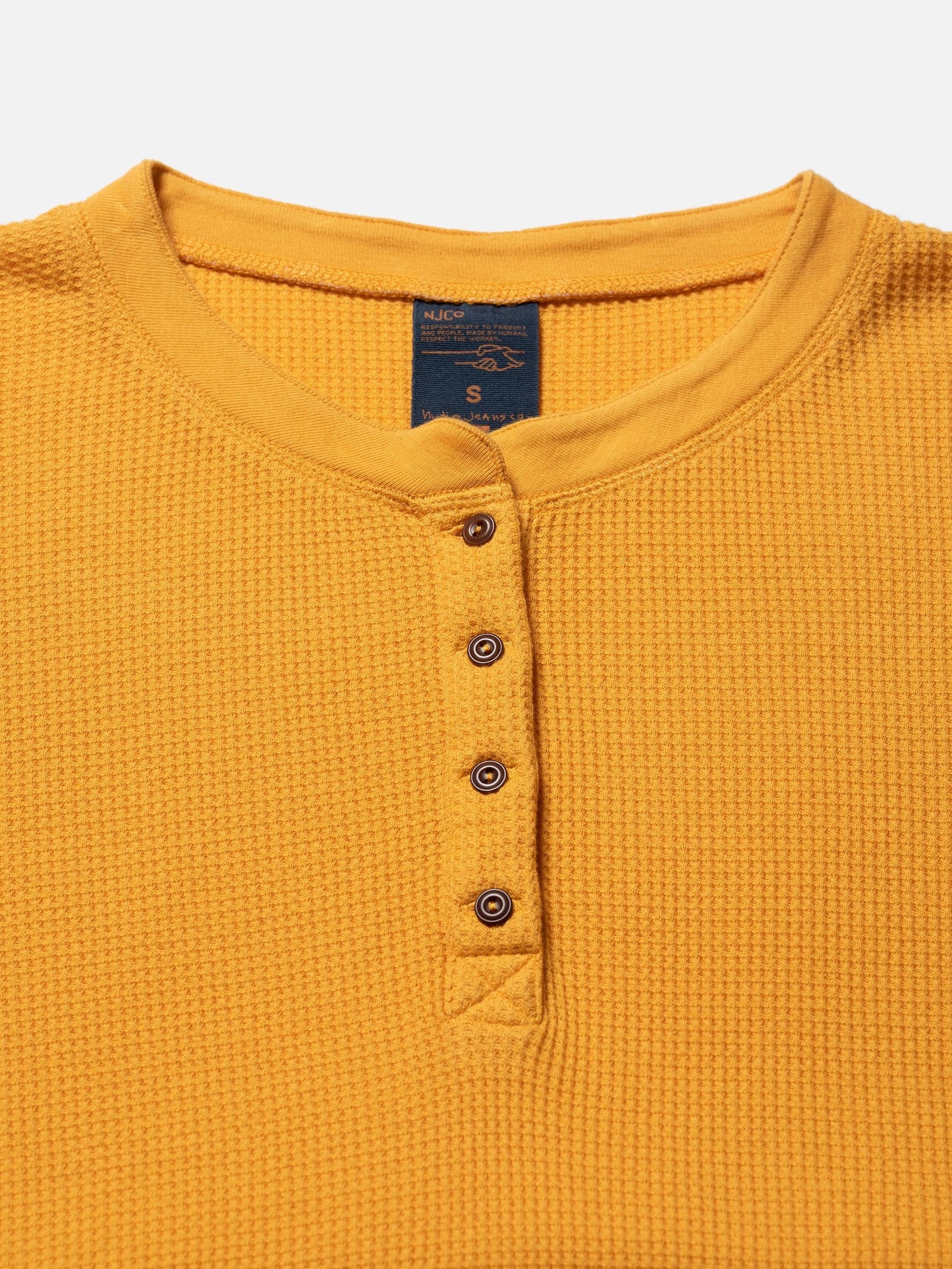 T-shirt manches longues orange en maille gaufrée de coton bio - mira waffle sunflower