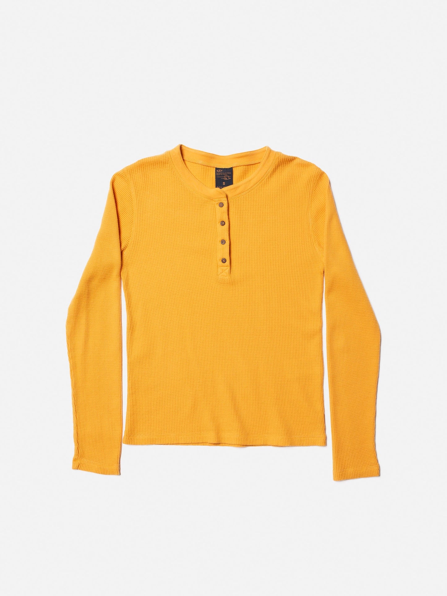 T-shirt manches longues orange en maille gaufrée de coton bio - mira waffle sunflower