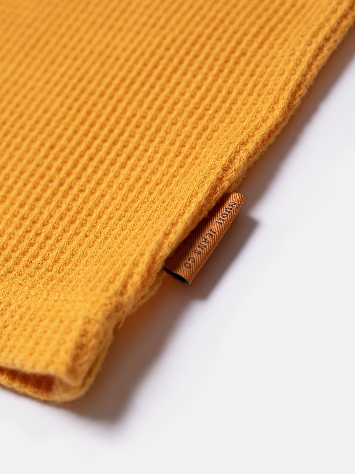T-shirt manches longues orange en maille gaufrée de coton bio - mira waffle sunflower