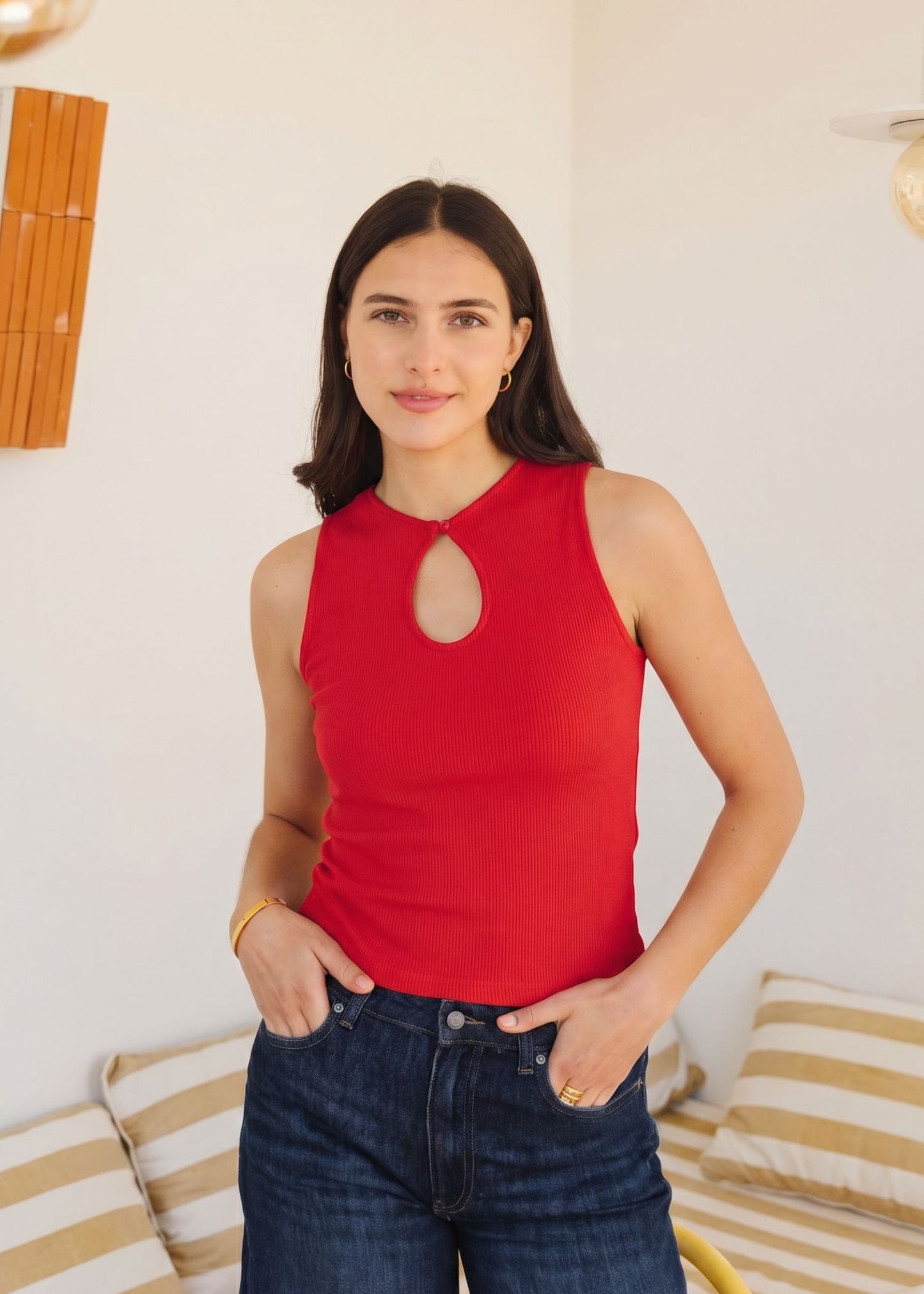 Top goutte en coton bio "Mahé" | rouge | Rouge