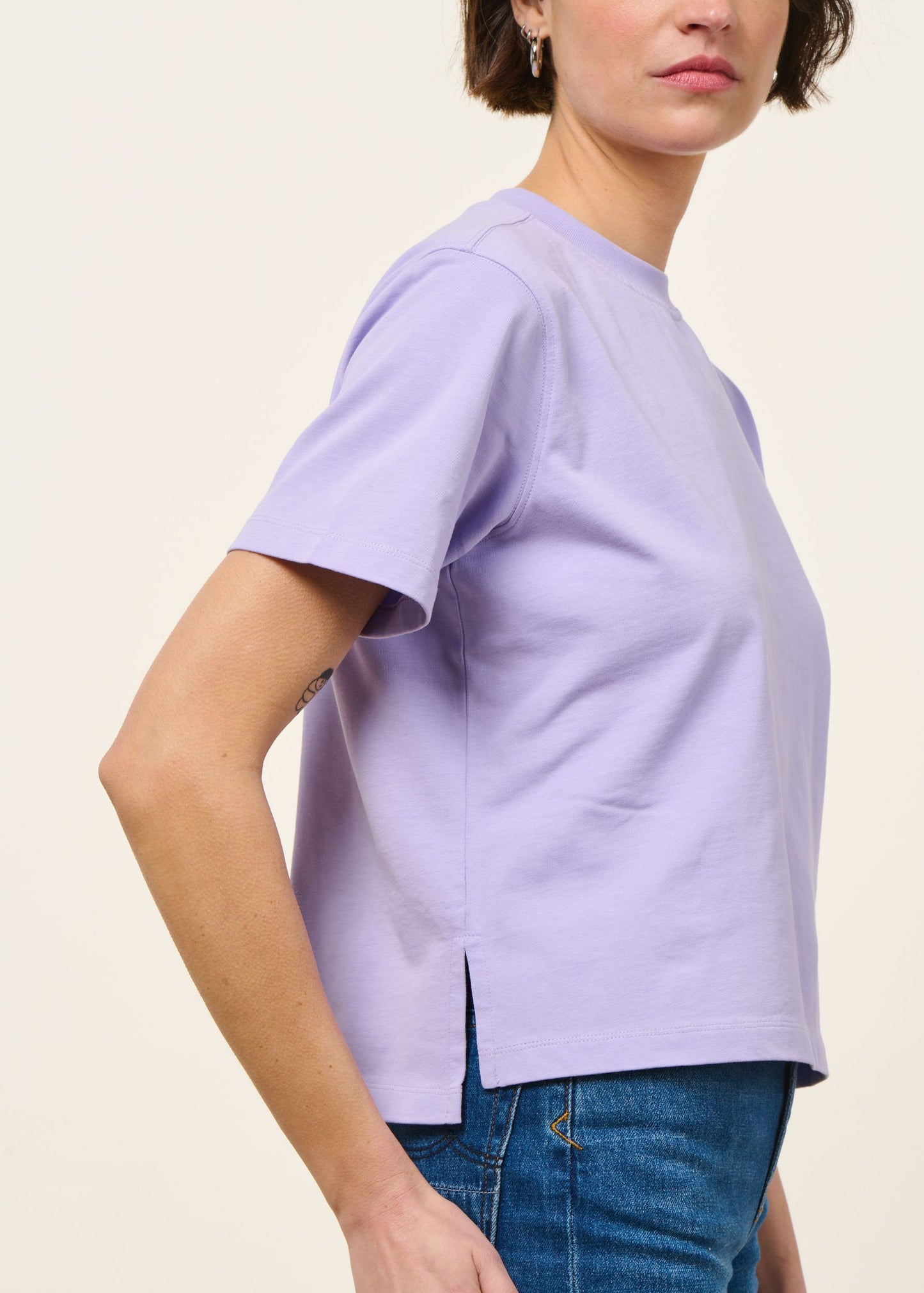 T-shirt boxy en coton bio | lilas | Lilas
