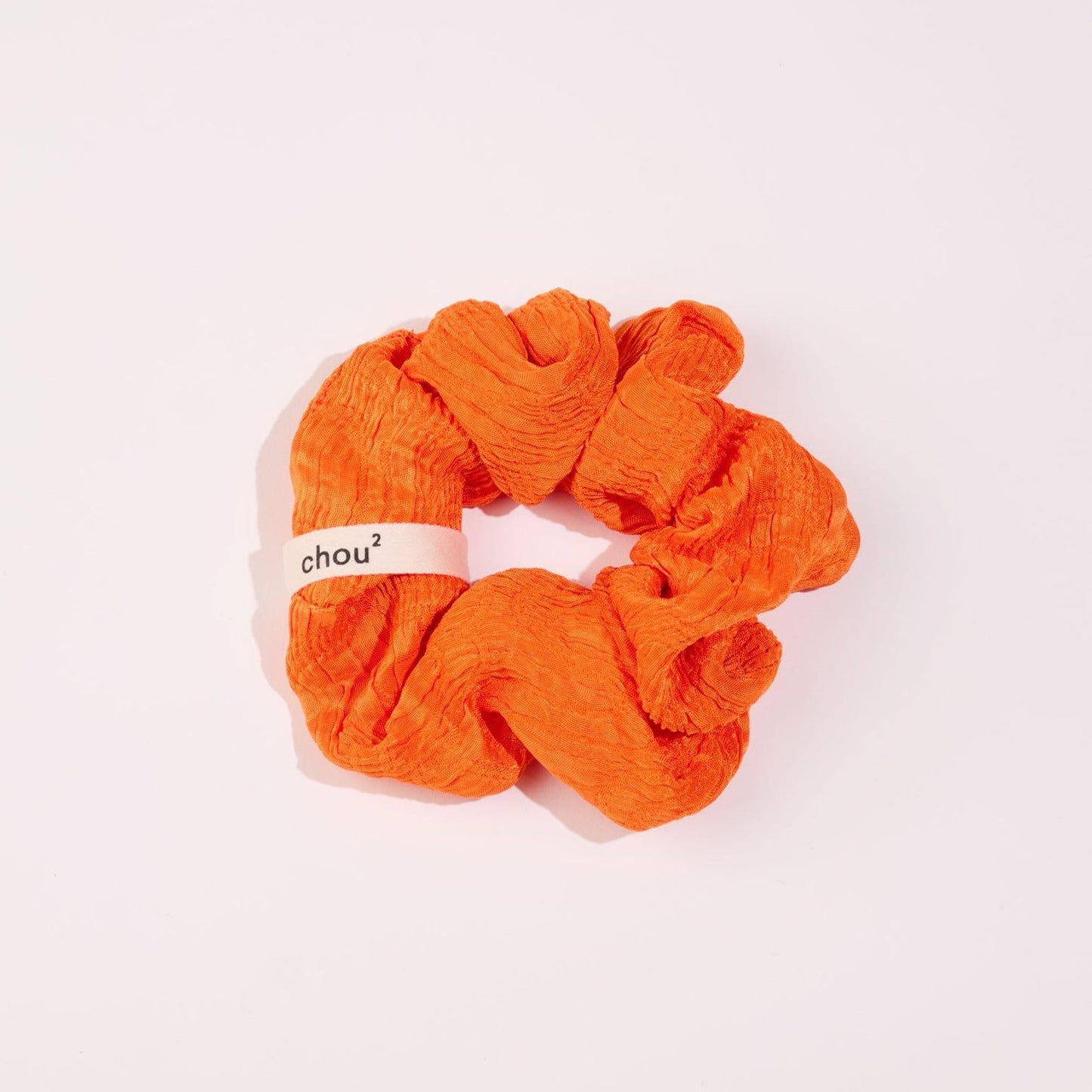 Chouchou en matière upcyclée | orange "jacquard cloqué orange - grand" | Orange