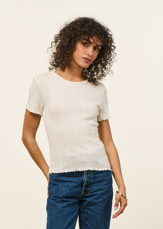 T-shirt en pointelle upcyclé | écru | Ecru