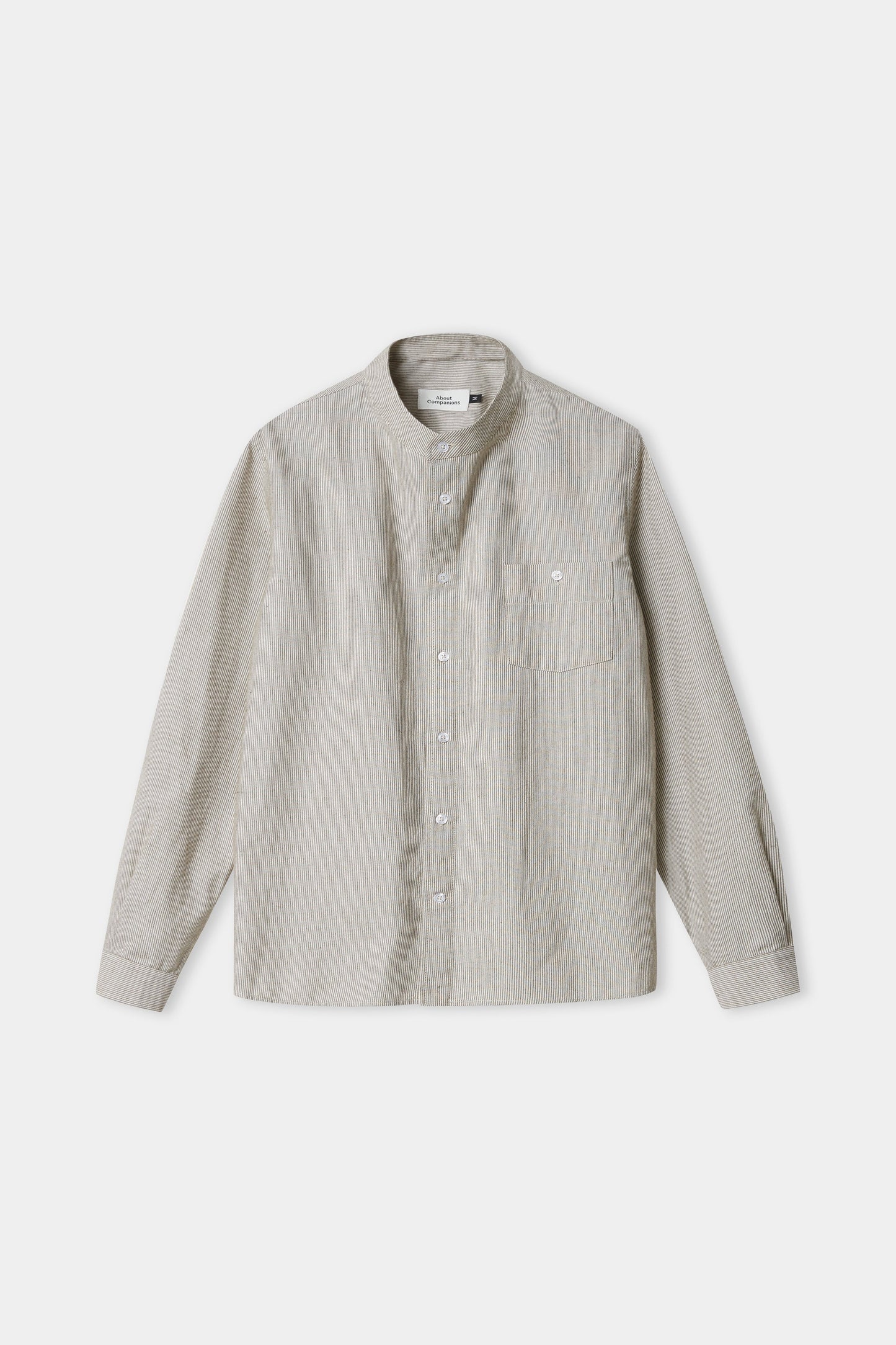 Chemise col officier en coton bio | rayée beige "nathan eco brushed str peanut"