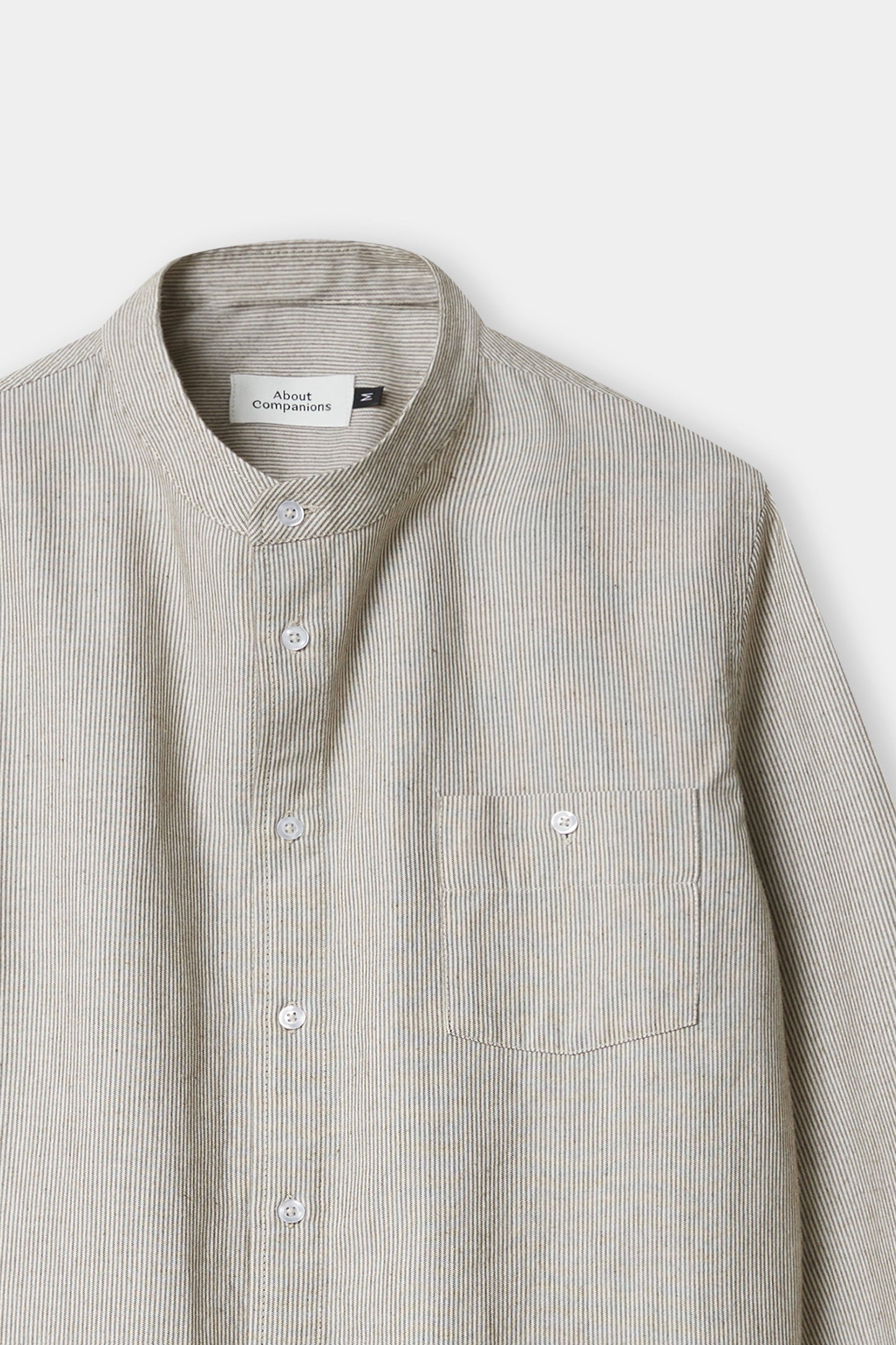 Chemise col officier en coton bio | rayée beige "nathan eco brushed str peanut"